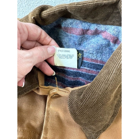 Vintage Wrangler Brown Duck Shell Blanket Lined Corduroy Collar Coat Size 42 USA - Picture 9 of 10
